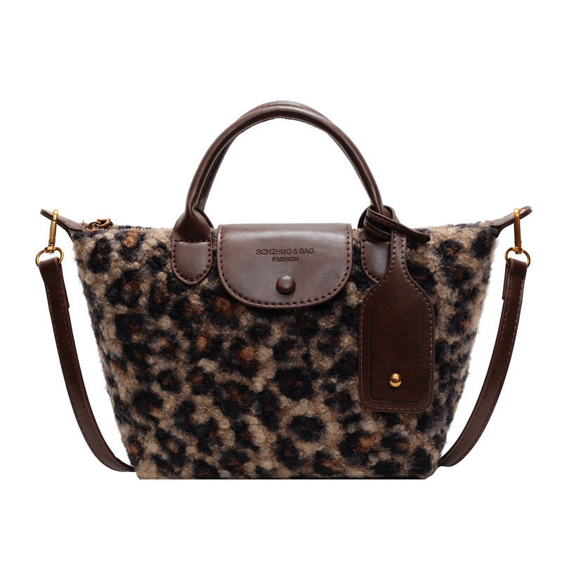 Bolso de mano con estampado de leopardo de moda retro de comercio exterior para mujer otoño e invierno nuevo diseño de nicho bolso de mensajero de gran capacidad bolso de hombro