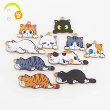 可爱猫咪印花卡通DIY合金滴油饰品配件钥匙扣挂件项链吊坠装饰品