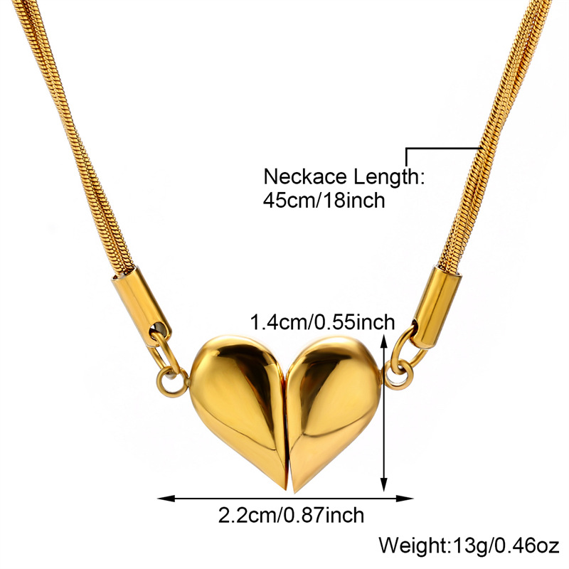 17g Weight Pendant Necklace Classification 1 Piece Quantity Holiday Occasion Stainless Steel, Titanium Steel Material Heart Shape Pattern Women's Gender Plating Design Cute, Sweet Style Heart Shape Stainless Steel Titanium Steel Cute Sweet Pendant Necklace 2