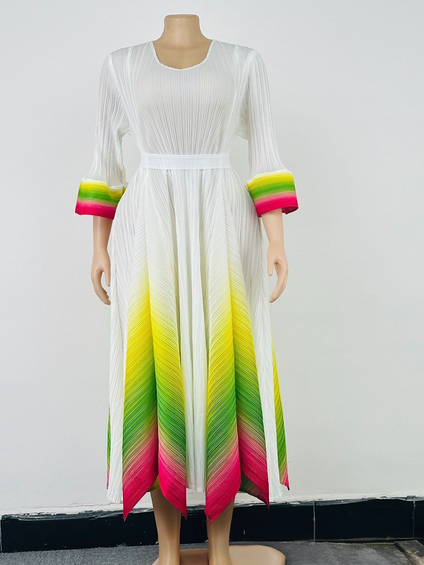 Women's Plus Size Dress Elegant V Neck Gradient Long Autumn Dress_voghion.com