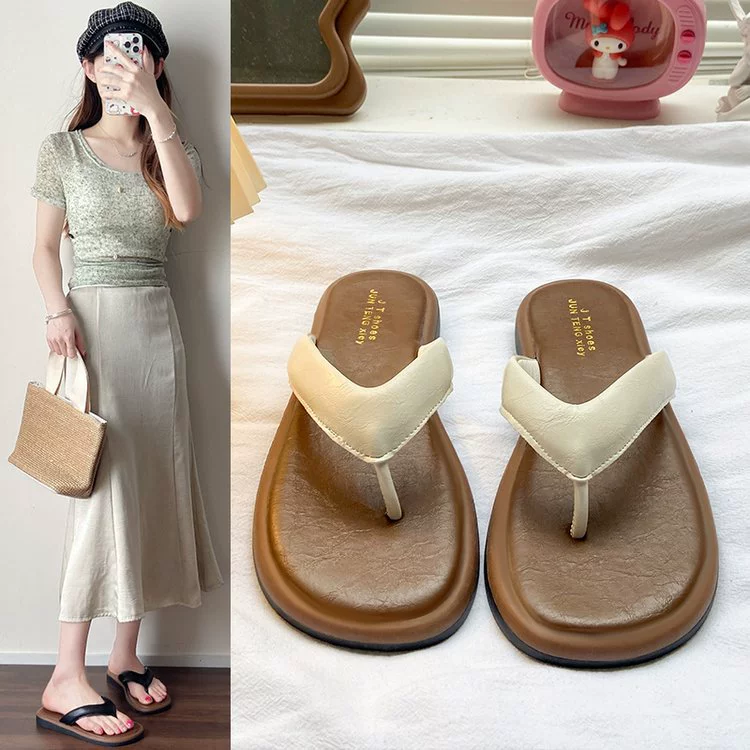 Женские пляжные шлепанцы на плоской подошве, летняя новинка 2025 года, мягкая подошва, для отдыха