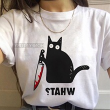 Cat Funny Cartoon Kawaii Tshirt Women è��ӡ��ŮʿT������