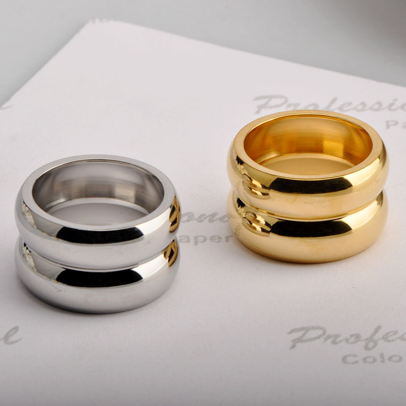 PVD Coated Gold Plating Process 18K Real Gold Plated Plating Material Rings Classification PVD Coated Real Gold Plated Solid Color Stainless Steel Simple Style Waterproof Non Tarnish Rings