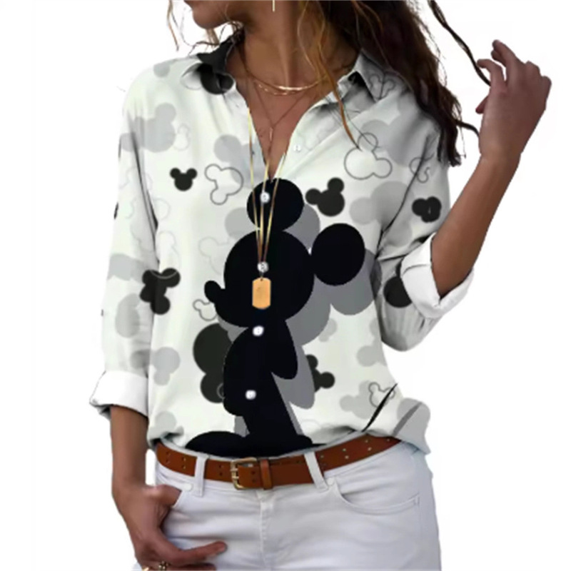 3D Mickey Mouse Donald Duck Printed Women's Long-Sleeved Shirt Casual Fashion Comfortable Cartoon Cute Hot Style Exquisite