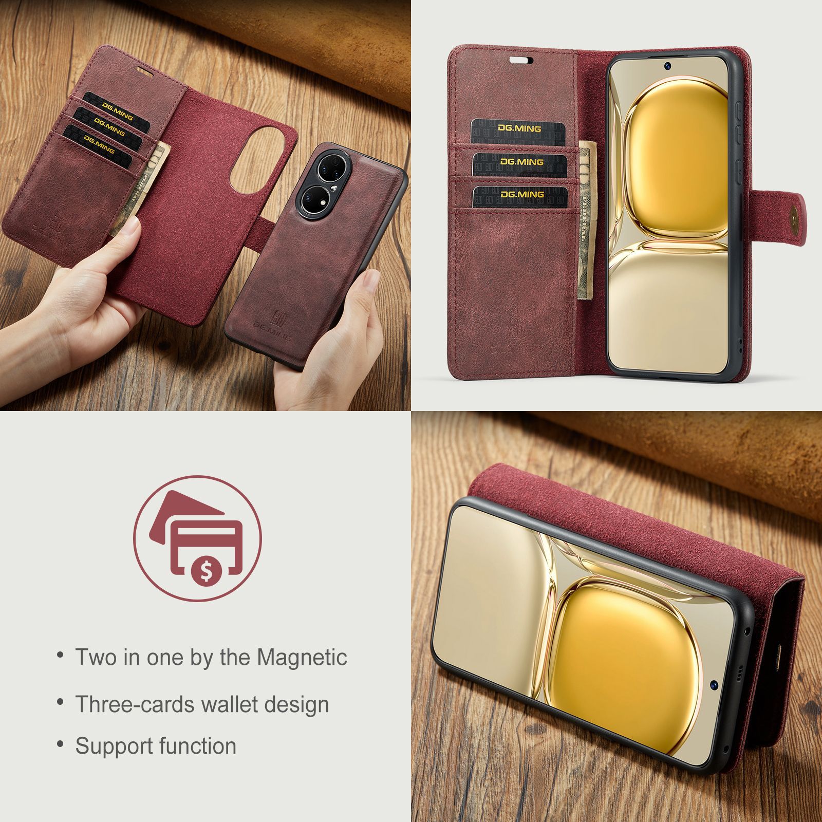 Magnetische Handyhülle Aus Leder Für Huawei P50 Und P50 Pro_voghion.com