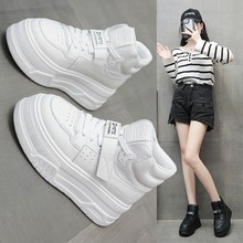 时尚高帮板鞋女2025春秋季爆款厚底松糕鞋百搭休闲运动舒适小白鞋