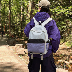 Niche Design Contrasting Color Schoolbag Female College Student Simple Backpack Ultra-Lightweight Outdoor Travel Hiking Backpack for Men