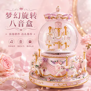 音乐盒八音盒旋转木马水晶球升级蓝牙款送女生女孩子儿童生日礼物
