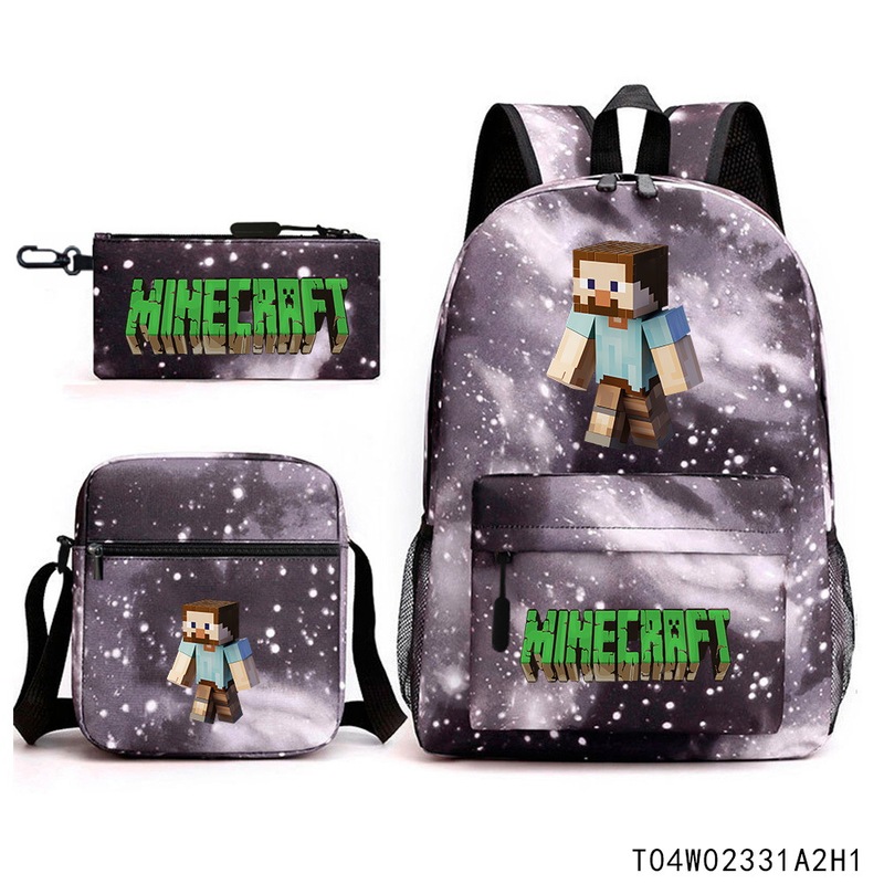 Minecraft マインクラフト 小中学生 ランドセル 子供用リュック バックパック ショルダーバッグ ペンシルバッグ 3点セット|undefined