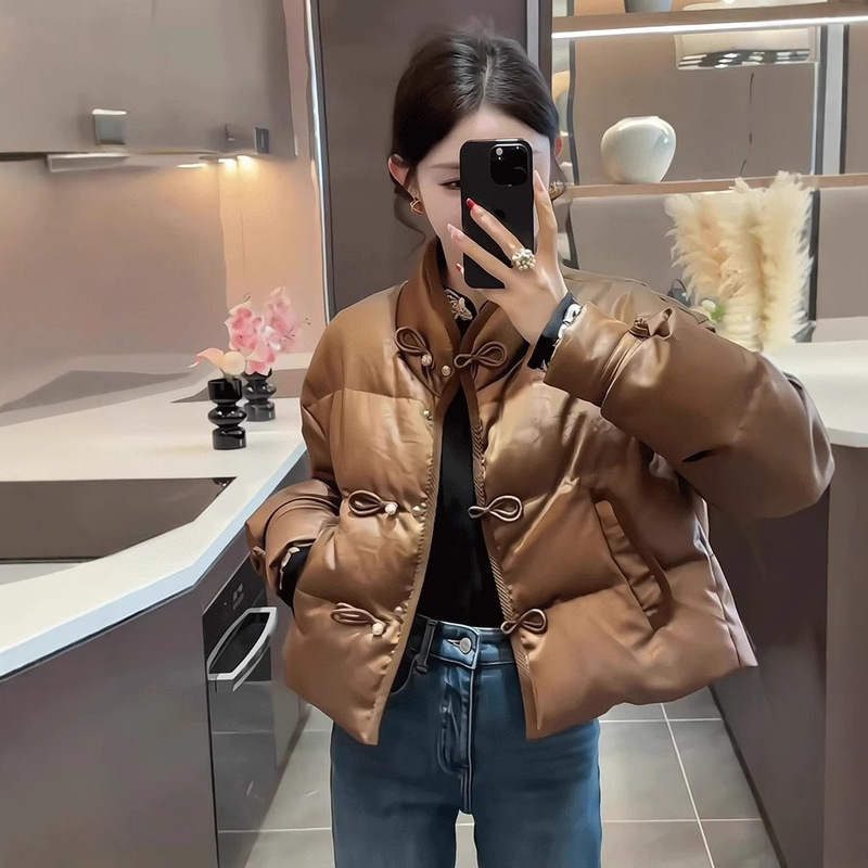 预售新中式国风设计感盘扣短款羽绒服女冬季小众白鸭绒小个子保暖|undefined