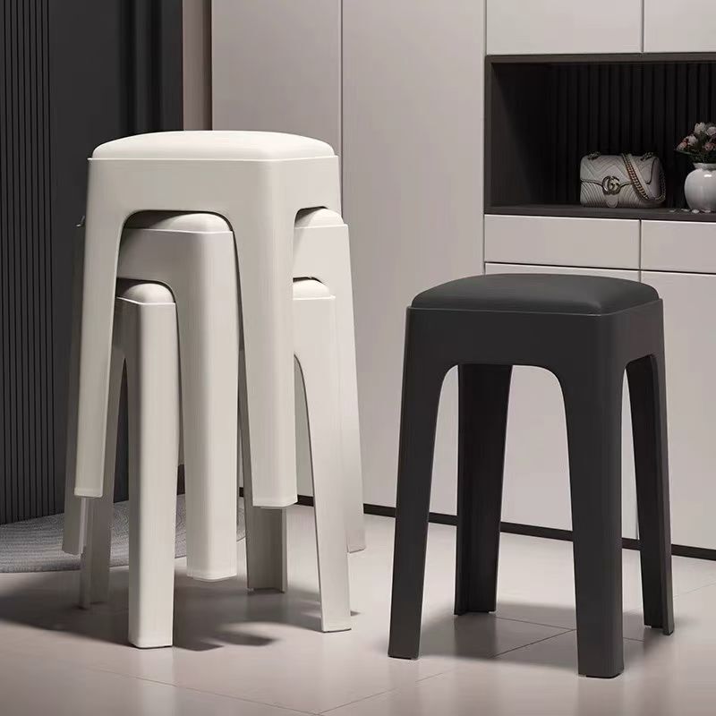 Plastic Stool for Home Use, Thickened and Stackable Square Stool, Modern Simple and Sturdy Durable Dining Table Stool, Spare High Chair