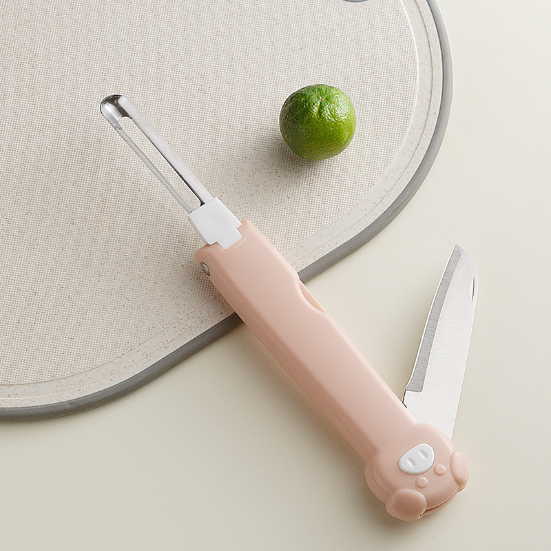 Cuchillo de frutas plegable creativo portátil de melón y frutas para cocina cuchillo de peeling multifuncional dos en uno artefacto mágico