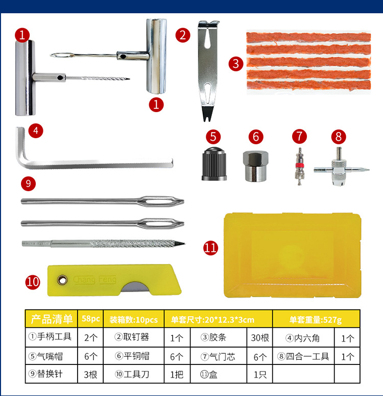 Amazon Car Tire Repair Tool Kit 58-Piece Set 36 Tire Repair Needles Car Emergency Tire Repair Kit