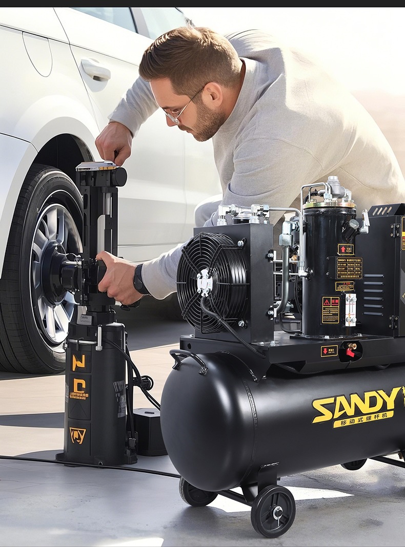 Mobile Integrated Screw-Type Air Compressor Electric Small Air Pump for Air Chisels and Spray Painting in Factory Workshops