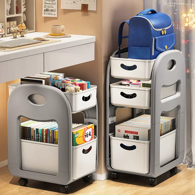 夹缝书包置物架多层可移动办公桌下收纳桌面位神器放包包小推车书