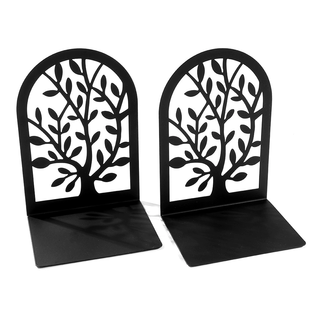 Bookends (Life Tree) Metal Tree-Shadow Design, Desktop Book Storage Pair, Decorative