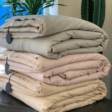 韩国大鹅全棉慕斯春秋被 可机洗纯棉双人印花小花边一体被芯 被子