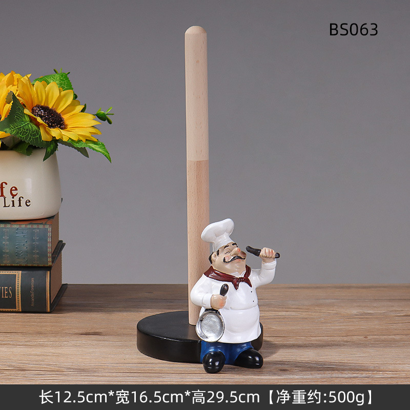 Chef de estilo europeo personaje ornamentos de resina artesanía creativa restaurante chef pizarra de bienvenida placa de comedor decoración creativa