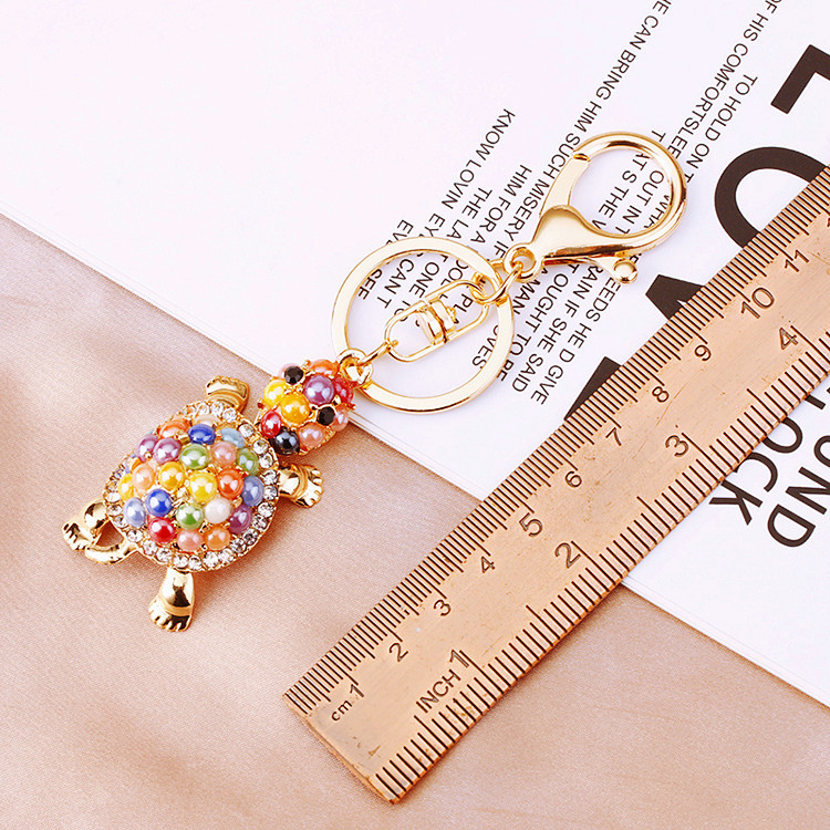 Inlay Design Cute Style Cute Tortoise Alloy Inlay Rhinestones Women's Bag Pendant Keychain