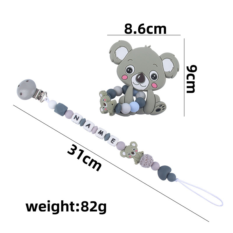 Kaola de dibujos animados de silicona de juguete dientes molienda cadena anti-gota Nuevo bebé suministros de silicona chupete cadena