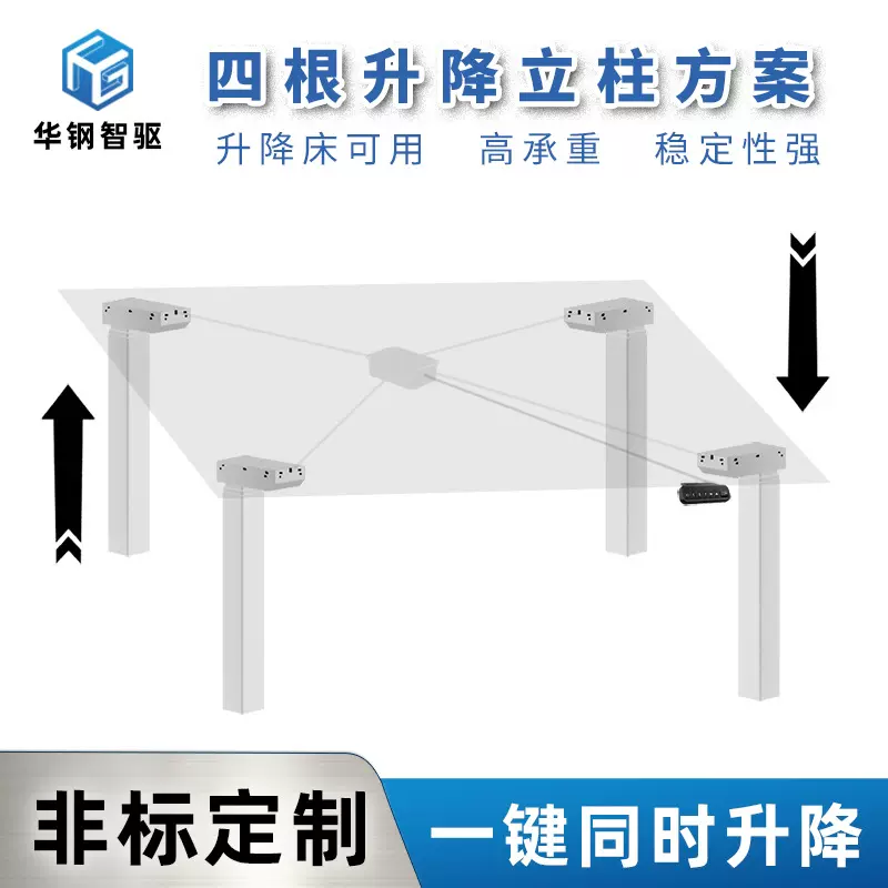 四电机电动升降立柱 智能调节同时升降床架工业台柱电动升降桌架
