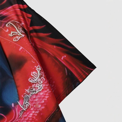 Xiangrui China Red Dragon 3D Digital Printing Summer Men's Regular Shoulder Mesh Breathable Crew Neck Loose T-Shirt