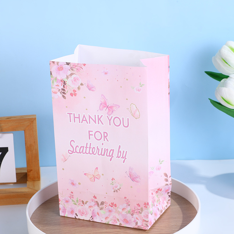 Rosa mariposa impresa bolsa de papel de regalo romántico creativo regalo de vacaciones bolso de embalaje de regalo rectangular