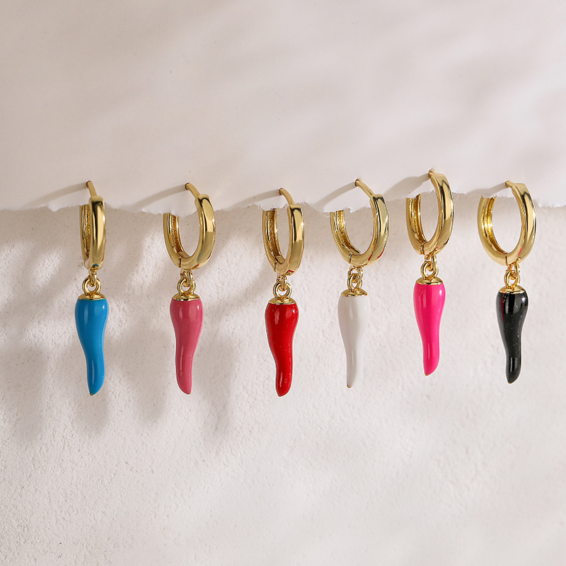 7g Weight 1 Pair Korean Style Geometric Irregular Enamel Copper Drop Earrings