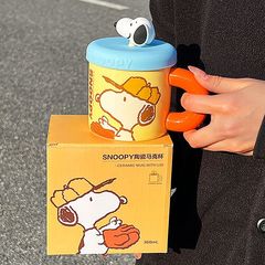 スヌーピーマグカップ女子学生高颜値蓋付きプレゼントコーヒーカップ家庭用カップル陶磁器カップオフィス