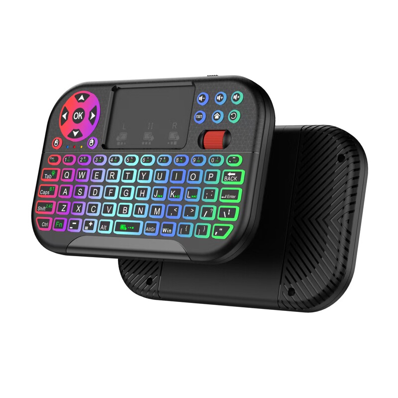 2.4G+Bluetooth Wireless Mini Keyboard 7-Color Backlight with Touchpad Mouse Wheel Function Adapted to Tv Box