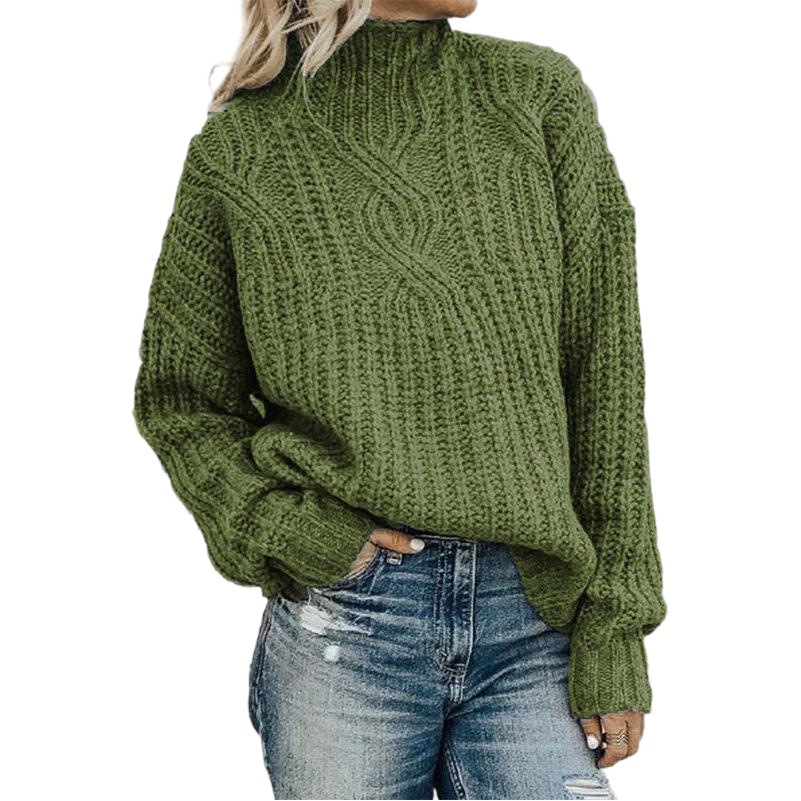 Suéter europeo y americano de las mujeres de cuello alto giro de punto superior Jersey eBay transfronterizo Amazon suéter