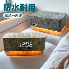 3-in-1 大理石パネルヒマラヤ塩ワイヤレス充電 LED デイリークロック、3-in-1 テーブル LED 電子時計