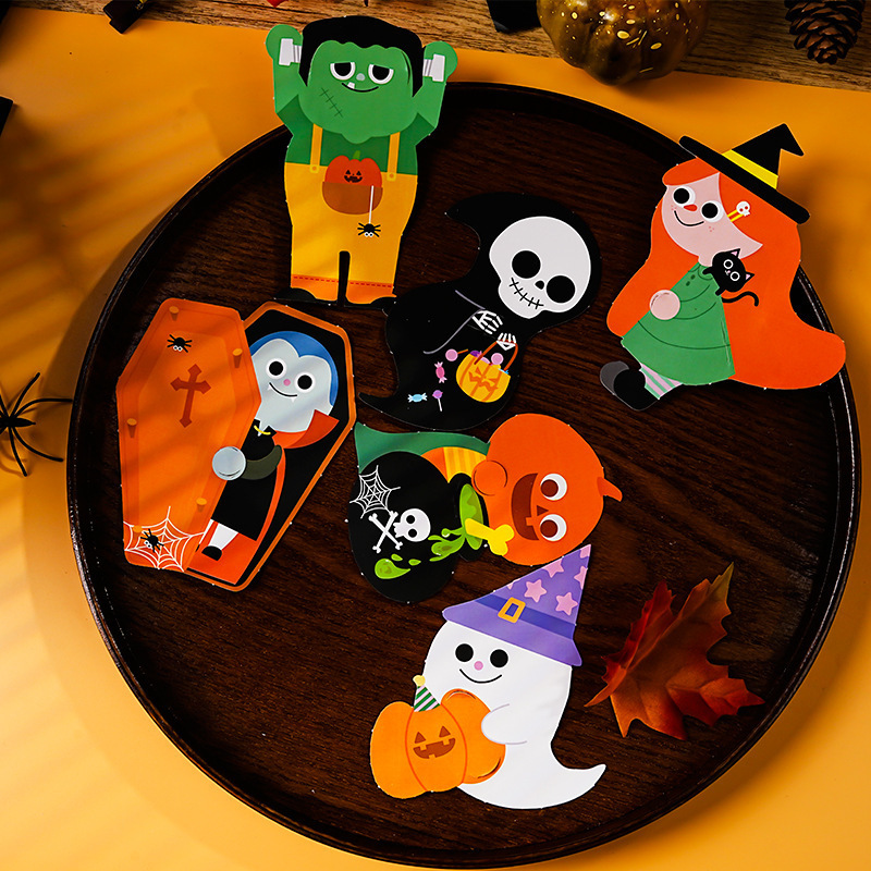 6種類のハロウィーンアニメカボチャ幽霊かわいいアメカード紙カード|undefined
