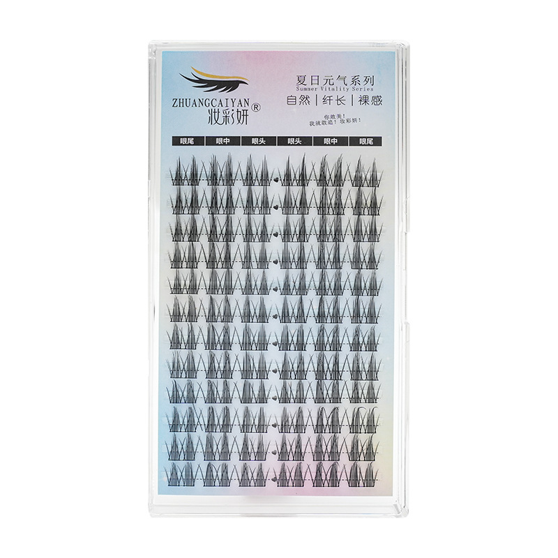 12 filas de grandes capacidades de la trilogía diabólica ultrafina terrier natural de un solo racimo de cómic pestañas falsas