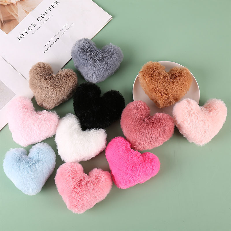 Creative Peach Heart Plush Ball Handmade diy Material Imitation Fur Ball Key Bag Jewelry Accessories Heart Hair Ball Pendant