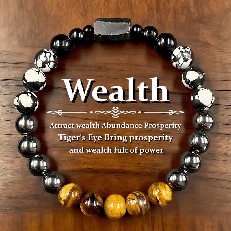 High-gloss Tiger Eye Stone Multi-Piece Bracelet with Raw Black Tourmaline Accessories, European and American Style Men's Natural Stone Amulet High-gloss Tiger Eye Stone Multi-Piece Bracelet with Raw Black Tourmaline Accessories, European and American Style Men's Natural Stone Amulet
