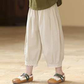 女童七分裤夏季薄款儿童防蚊裤宽松棉麻九分裤百搭洋气休闲裤潮流