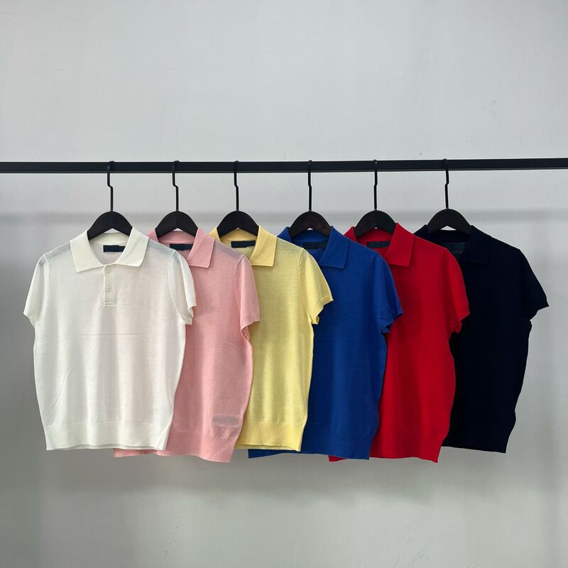 Rl25 Women's Summer Thin Tencel Wool Pony Embroidered Half-Open Polo Shirt Short-Sleeved Loose T-Shirt Top Rl25 Women's Summer Thin Tencel Wool Pony Embroidered Half-Open Polo Shirt Short-Sleeved Loose T-Shirt Top