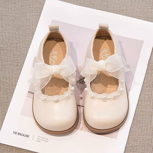 Girls Princess Shoes White 2025 New Spring Children's Small Leather Shoes Girls Soft-soled Shoes Women's Treasure Shoes Autumn
