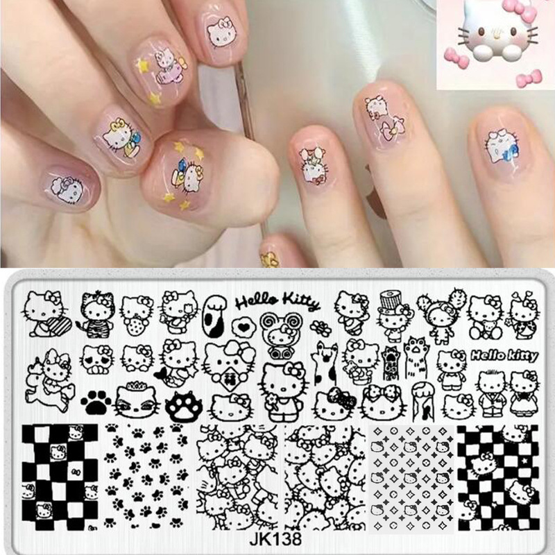 Animated Cartoon Kt Cat Nail Art Printing Novice Beginner Nail Art Template Anime Mickey Mouse Seal Printing Steel Plate