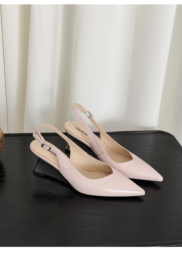 Sandal cao gót nữ mũi nhọn quai hậu đế xuồng gót 7.5 cm — Hồng nhạt 7.5cm, Hồng nhạt 3.5cm, Trắng kem 7.5cm, Đen 3.5cm chi tiết 21