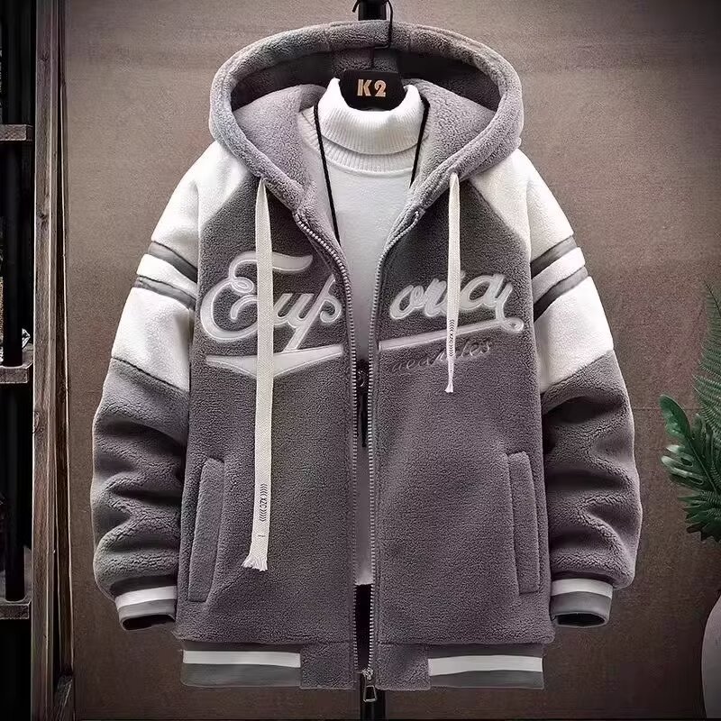 Herrenbekleidung Herbst und Winter Herren Lammfelljacke Marke hübsche Mittelschüler Lammfell Baumwolljacke Paar lässiger Pullover_voghion.com
