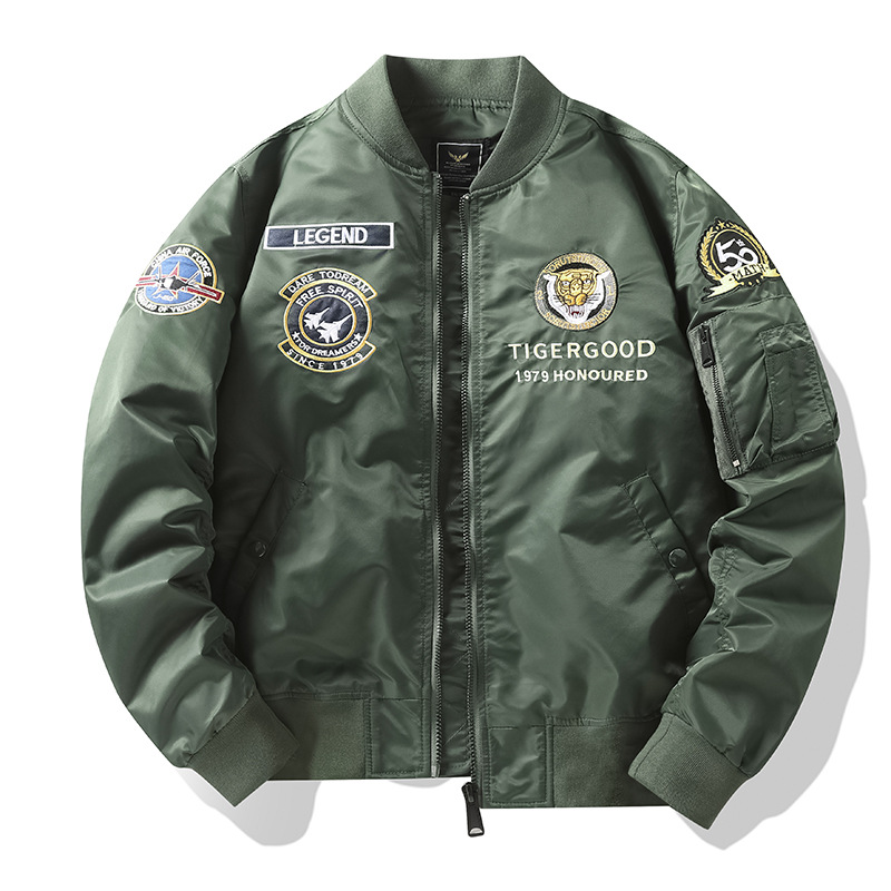 Spring and autumn new Air Force MA1 pilot jacket male tiger embroidery baseball service large size jacket worker jacket tide