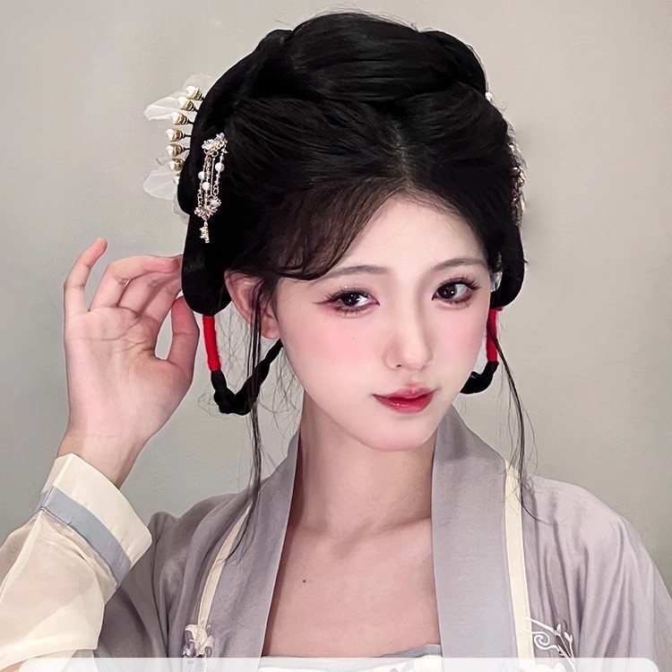 古装新年汉服假发一体式发包古风盘发假发髻明制蝴蝶结发型垫发女|undefined