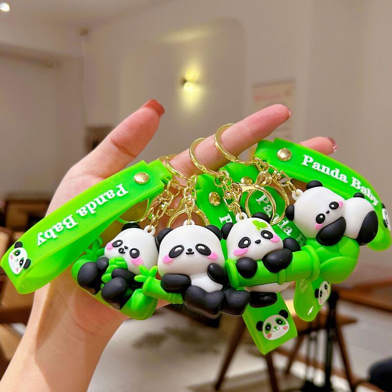 Cute Bamboo Panda Keychain Sichuan Chengdu Giant Panda Bag Doll Cartoon Pendant Doll Machine Small Gift