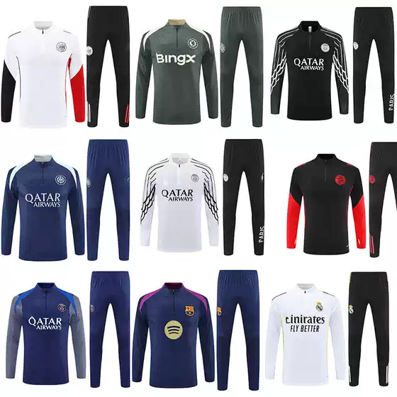 Football Uniforms Real Madrid Paris Arsenal Barcelona Bayern Inter Milan Long-Sleeved Training Uniforms Half-Zip Sports Team Uniforms