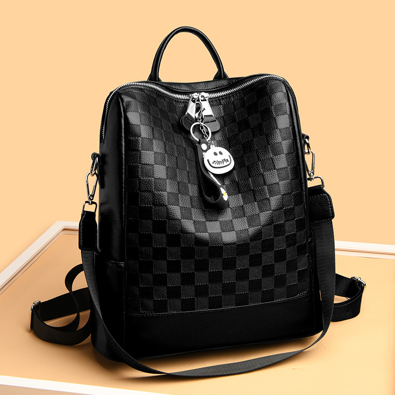 Urban minimalist new women's texture splicing personalized casual fashion versatile anti-theft backpack handbag_voghion.com