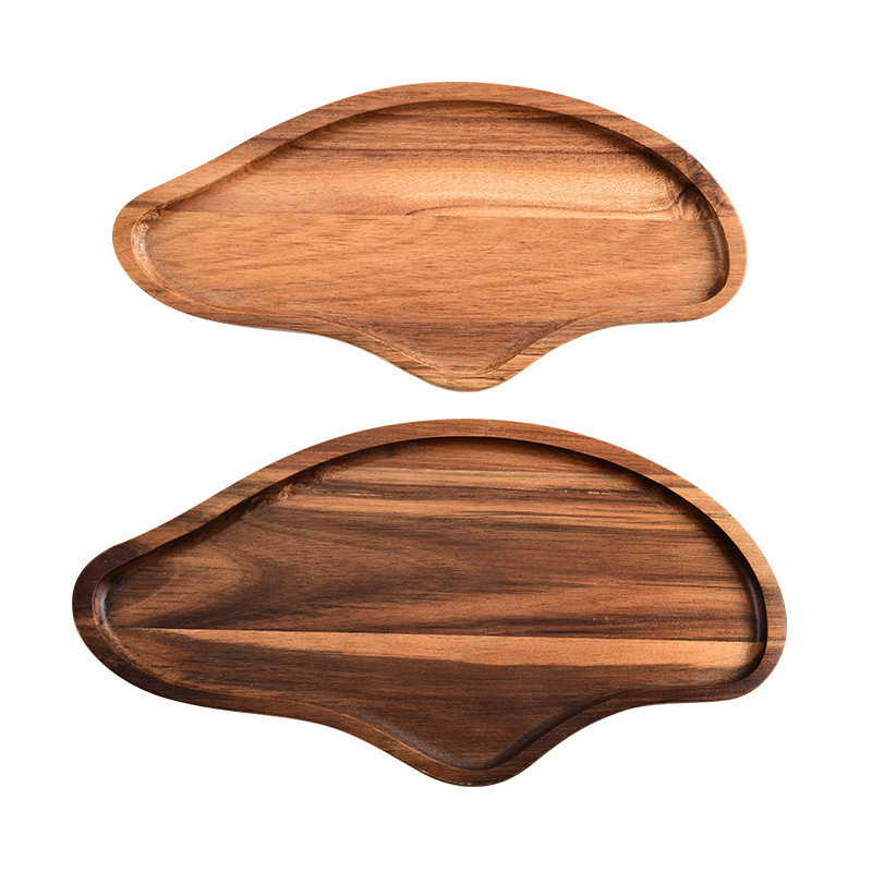 Plato de madera sólida elíptico de madera acacia fruta plato de comida para bebés tablero de corte de alimentos suplementarios sushi pizzeria tablero de pan