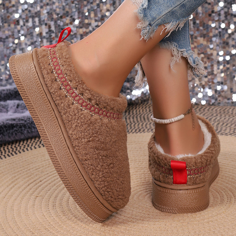 Vastag talpú báránygyapjúból készült, szélálló, téli, baotou félpapucs, női, új, csipkés, gyapjas, hótaposós, pamut papucs_voghion.com