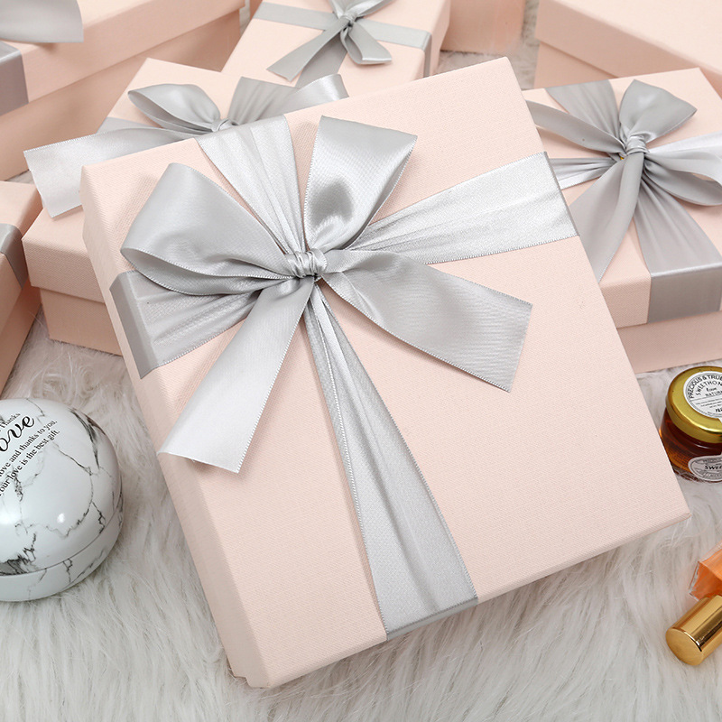 Caja de regalo caja vacía caja de embalaje caja de regalo cubierta del cielo y la tierra caja de regalo de mano al por mayor caja de regalo de lazo rosa